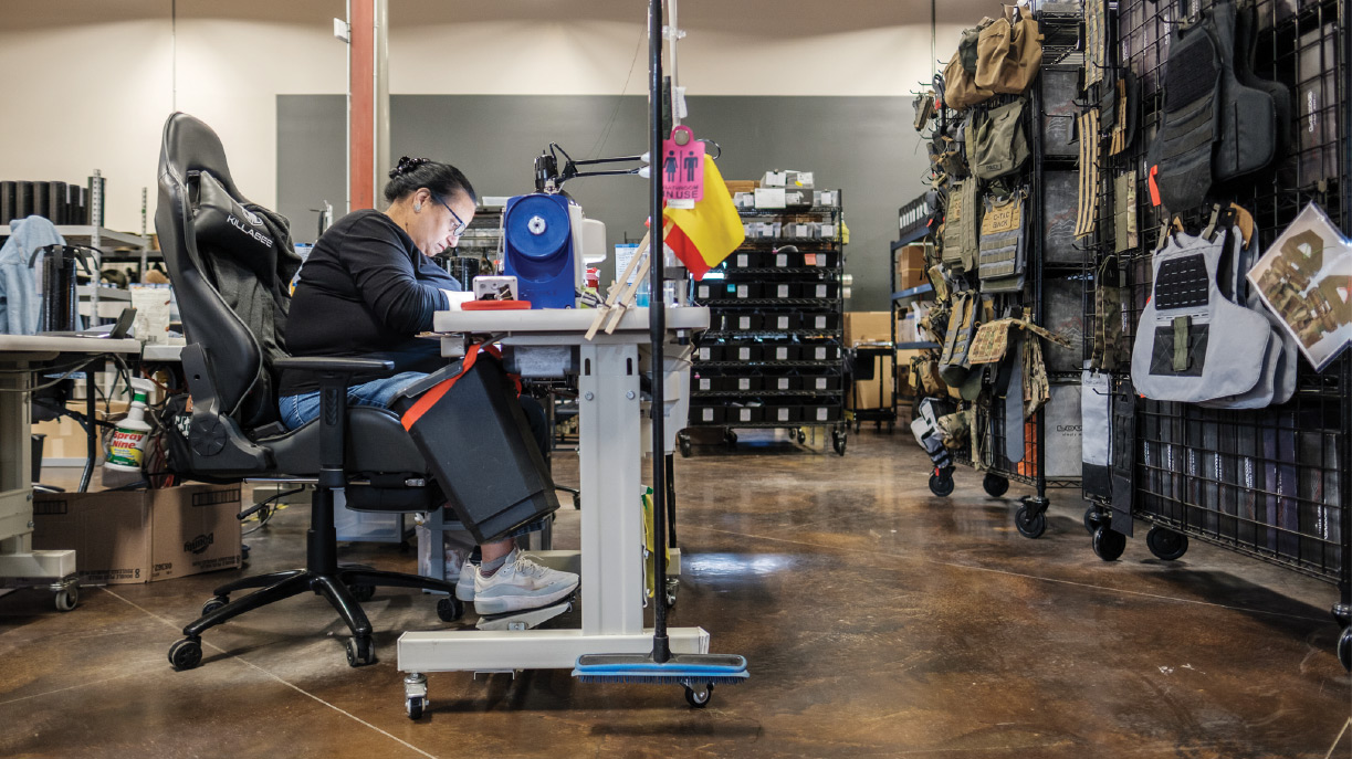 seamstress fabricating plate carrier