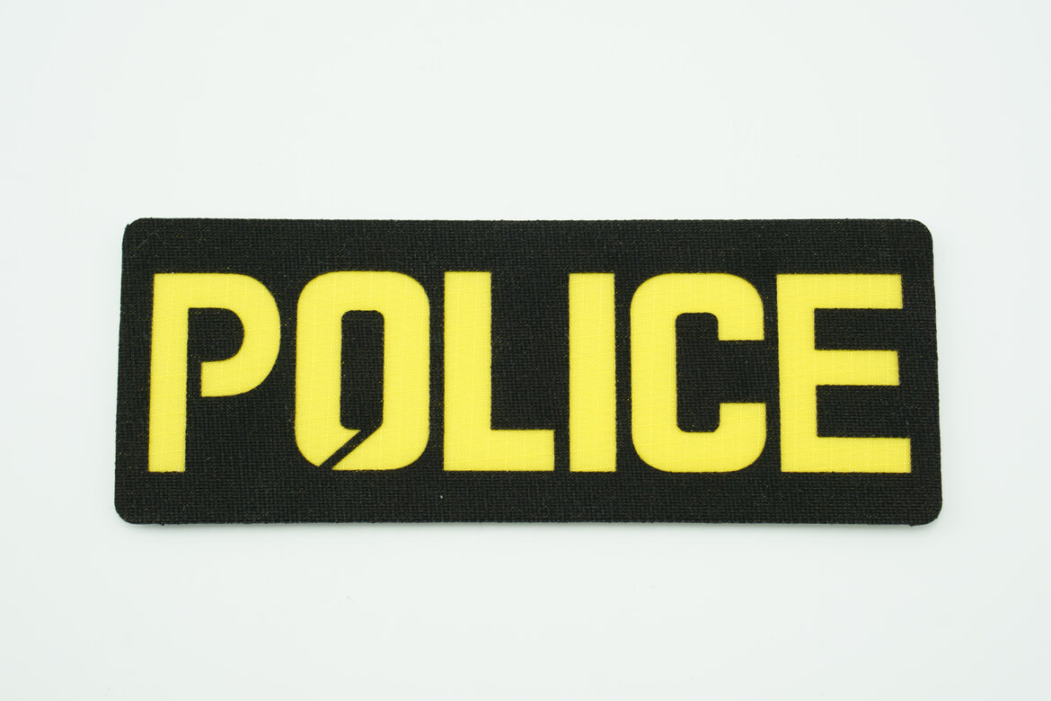 PVC Patch w/ Velcro, OD Green w/ Black Lettering, POLICE, 4